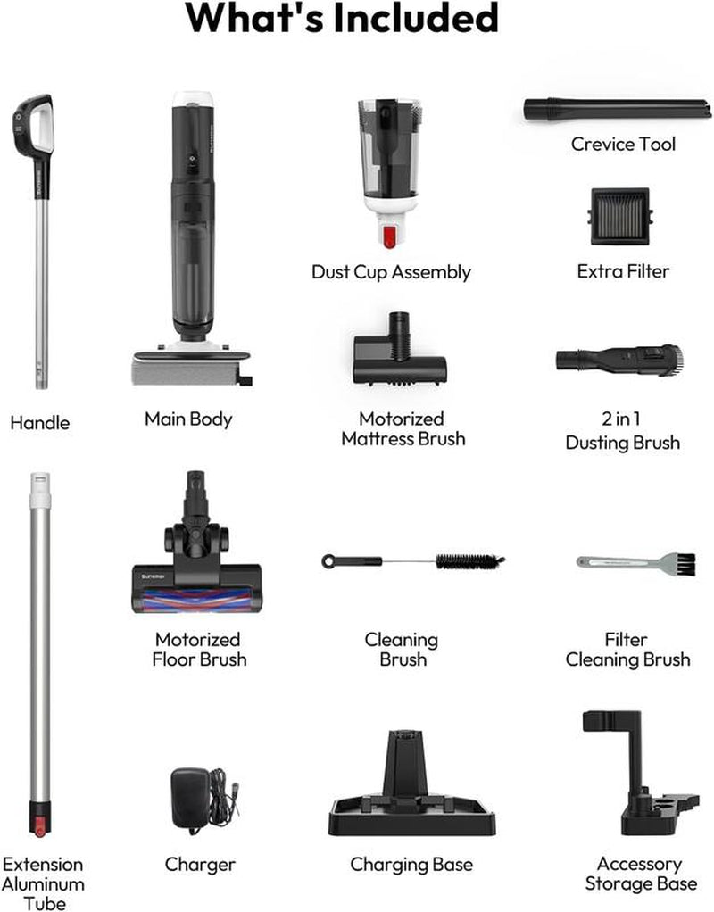 5-In-1 Combo Cordless Wet Dry Vacuum Cleaner - Lightweight Multi-Function Mop & Vacuum for Hard Floors & Carpets, Self-Propelled Vacuum Mop All in One for Whole-House Cleaning