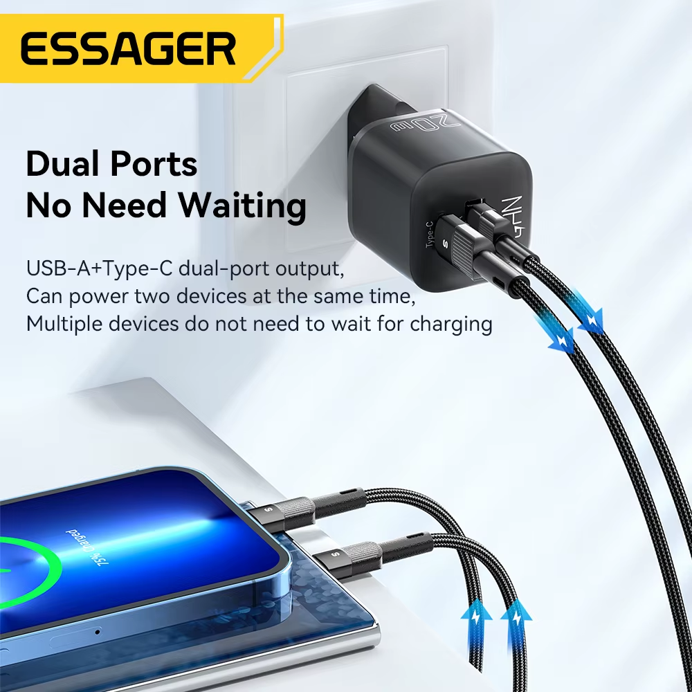 Essager 20W Gan PD USB C Ladegerät Für Iphone 14 13 12 11 Pro Max Telefon QC 3.0 PD 3.0 USB Typ C Schnellladung Für Xiaomi Pocopad