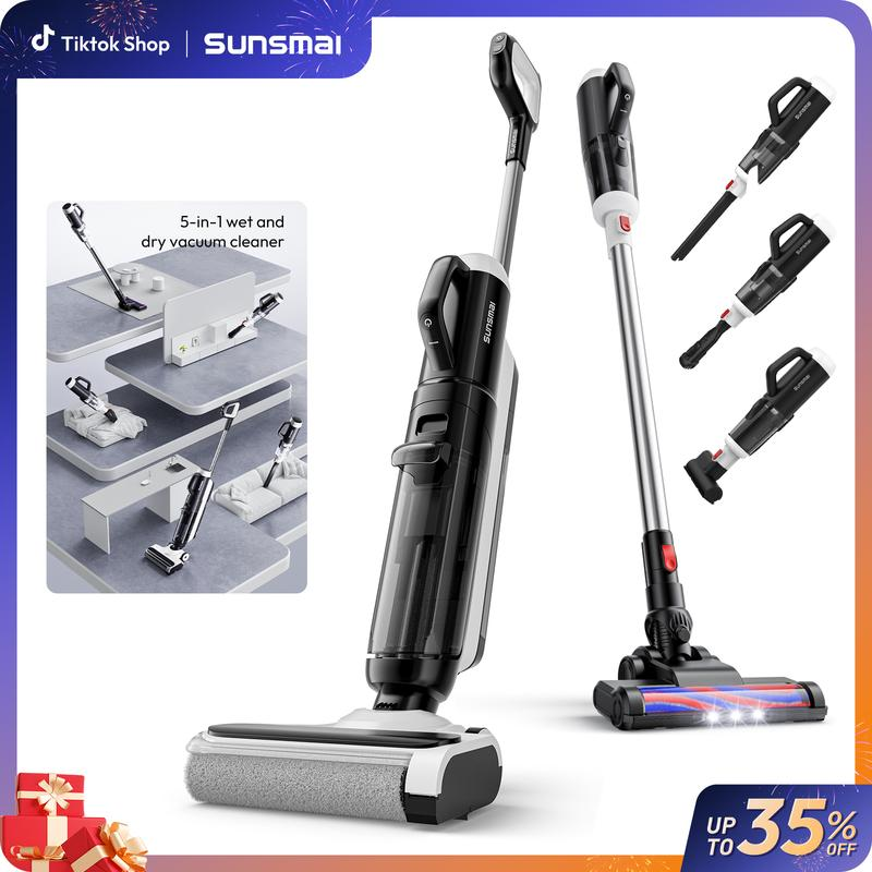 5-In-1 Combo Cordless Wet Dry Vacuum Cleaner - Lightweight Multi-Function Mop & Vacuum for Hard Floors & Carpets, Self-Propelled Vacuum Mop All in One for Whole-House Cleaning