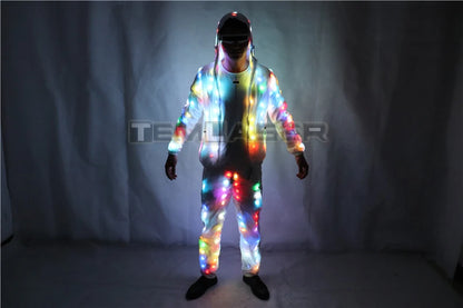 LED Jacket Luminous Clothes Creative Light Costume Laser Robot Suit Christmas Halloween Party Cospaly Costume For EDM Music