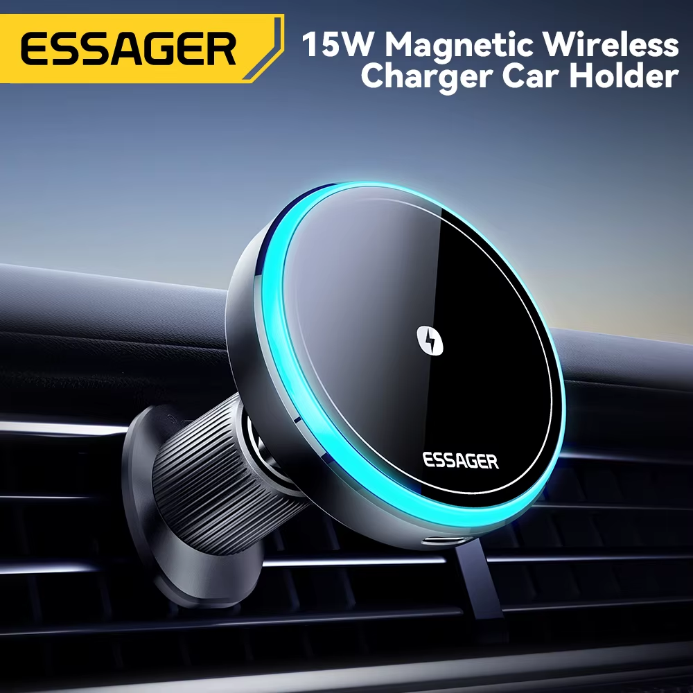 Essager 15 W Magnetischer Kabelloser Autotelefonhalter, Verstellbar, 360 Grad, Autoladegerät Für Iphone 15 14 13 Pro, Samsung Universal-Telefon